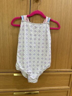 TBBC Girls' Lavender & Cream Patterned One-Piece Swimsuit, Size 7